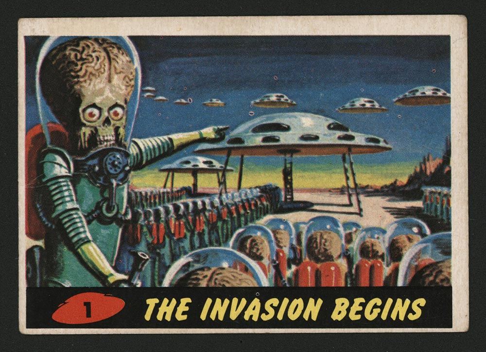 1962 Topps Mars Attacks #1 The Invasion Begins - Front