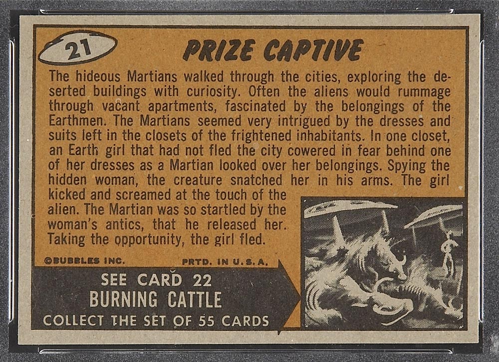 1962 Topps Mars Attacks #21 Prize Captive - Back