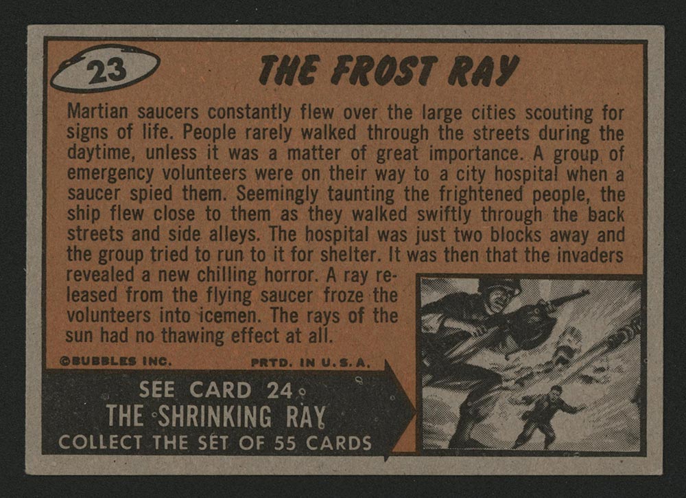 1962 Topps Mars Attacks #23 The Frost Ray - Back