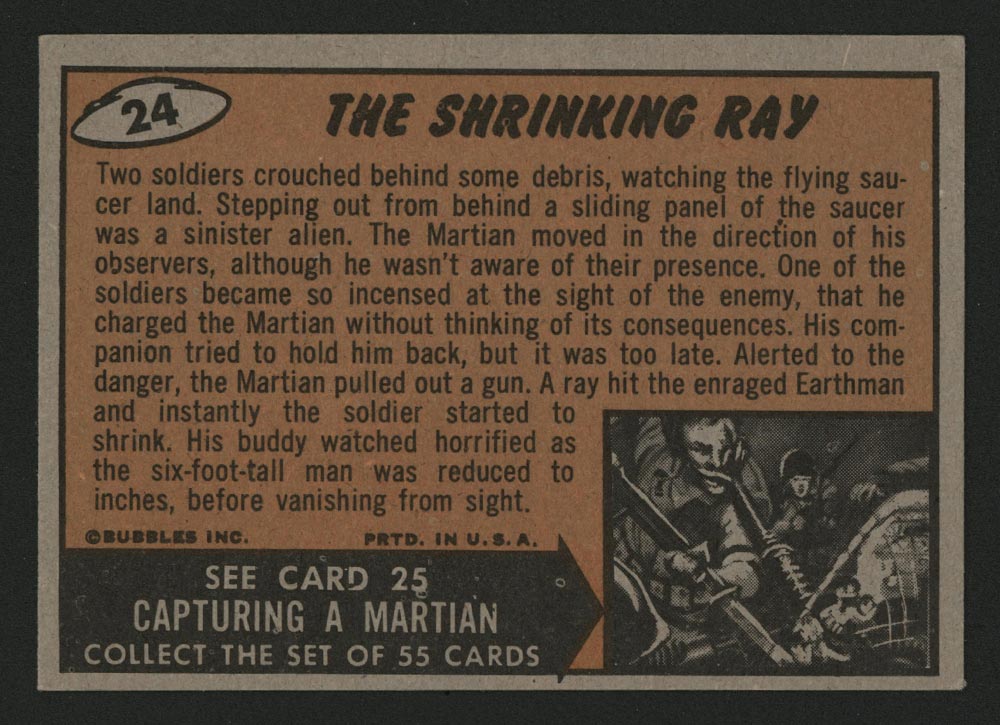 1962 Topps Mars Attacks #24 The Shrinking Ray - Back