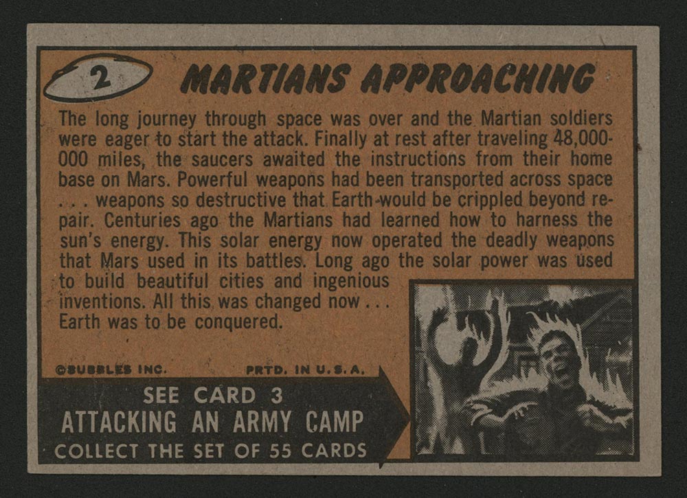 1962 Topps Mars Attacks #2 Martians Approaching - Back