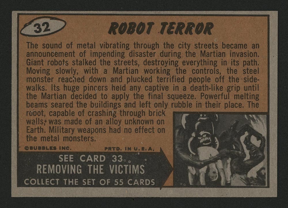 1962 Topps Mars Attacks #32 Robot Terror - Back