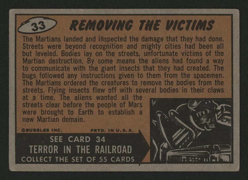 1962 Topps Mars Attacks #33 Removing the Victims - Back