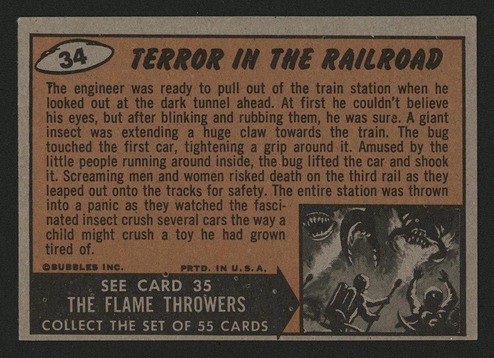 1962 Topps Mars Attacks #34 Terror in the Railroad - Back