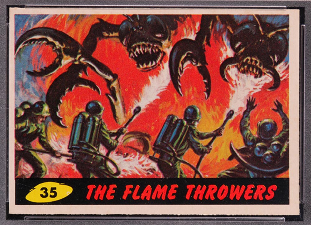 1962 Topps Mars Attacks #35 The Flame Throwers - Front