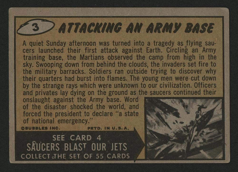 1962 Topps Mars Attacks #3 Attacking an Army Base - Back
