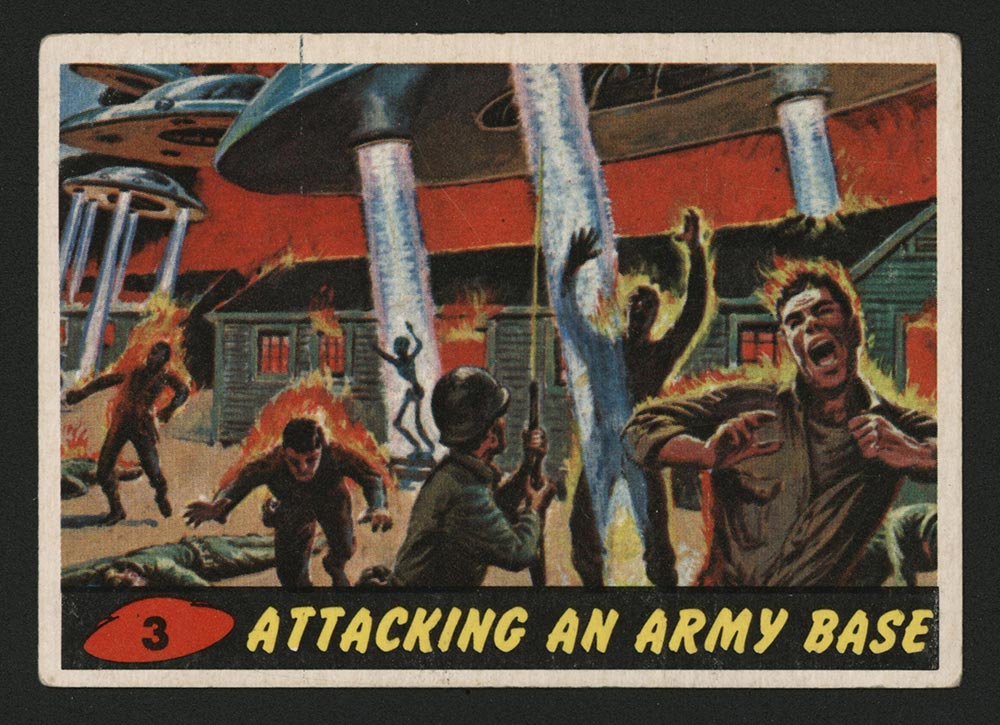 1962 Topps Mars Attacks #3 Attacking an Army Base - Front