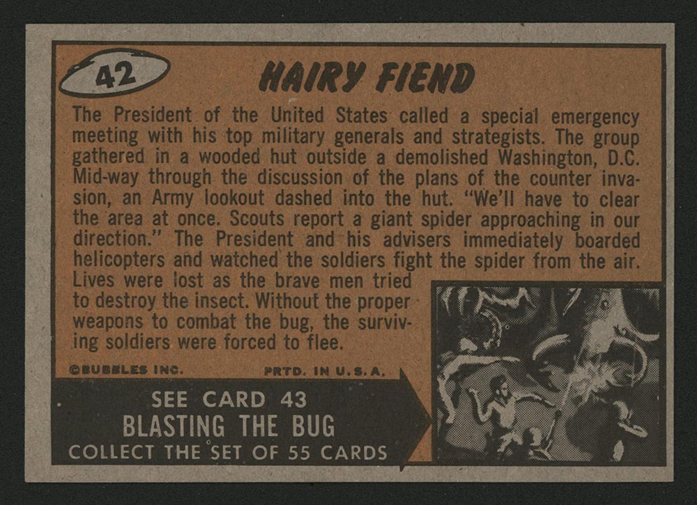 1962 Topps Mars Attacks #42 Hairy Fiend - Back