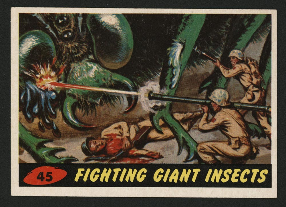 1962 Topps Mars Attacks #45 Fighting Giant Insects - Front