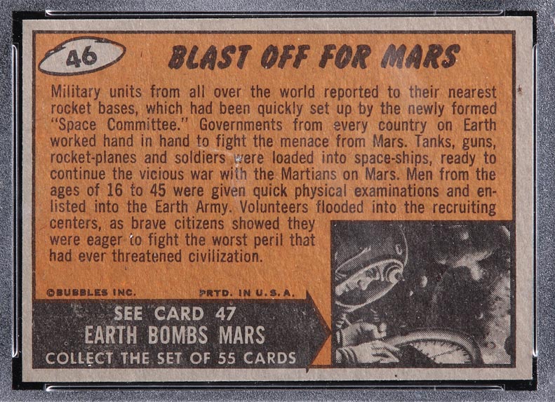 1962 Topps Mars Attacks #46 Blast Off for Mars - Back