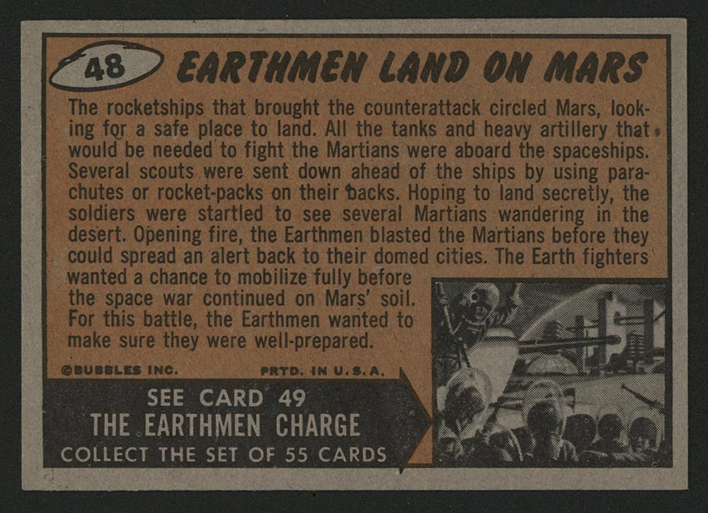 1962 Topps Mars Attacks #48 Earthmen Land on Mars - Back