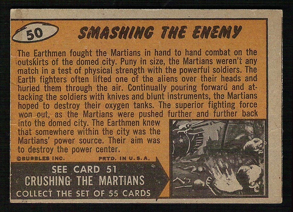 1962 Topps Mars Attacks #50 Smashing the Enemy - Back