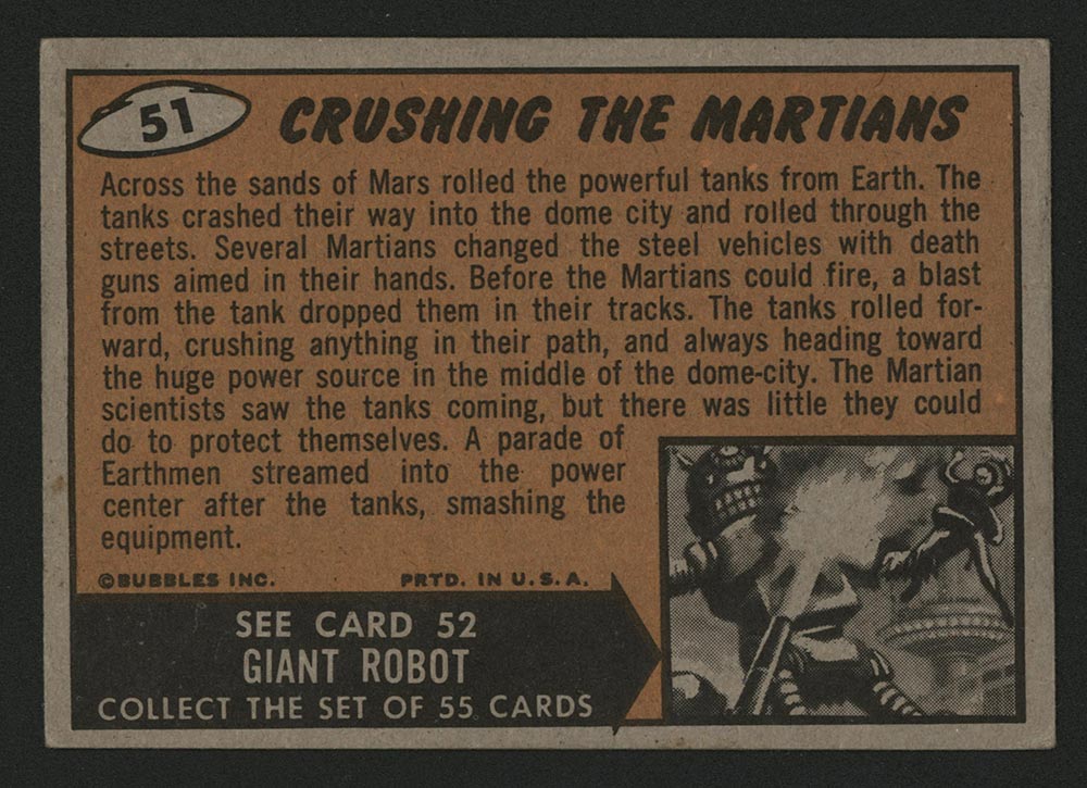 1962 Topps Mars Attacks #51 Crushing the Martians - Back