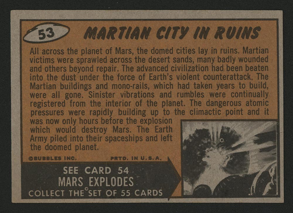 1962 Topps Mars Attacks #53 Martian City in Ruins - Back