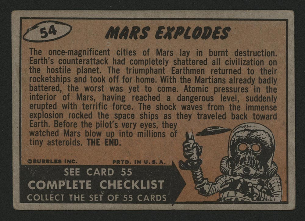 1962 Topps Mars Attacks #54 Mars Explodes - Back