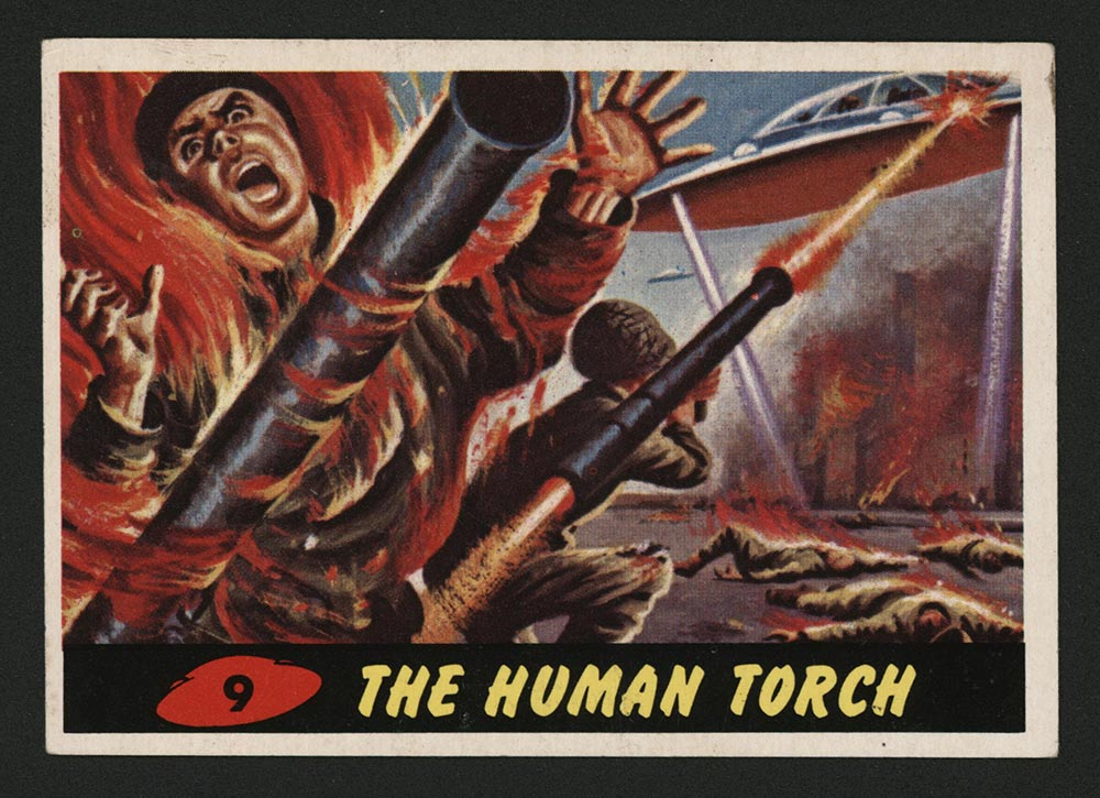 1962 Topps Mars Attacks #9 The Human Torch - Front