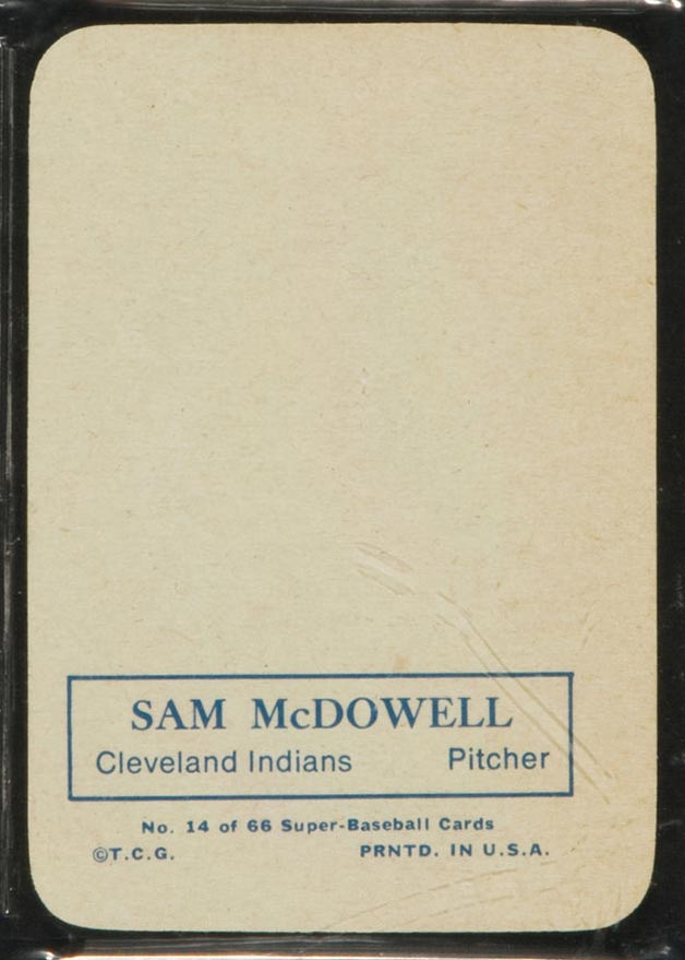 1969 Topps Supers #14 Sam McDowell Cleveland Indians - Back