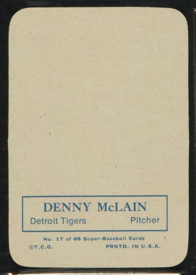 1969 Topps Supers #17 Denny McLain Detroit Tigers - Back