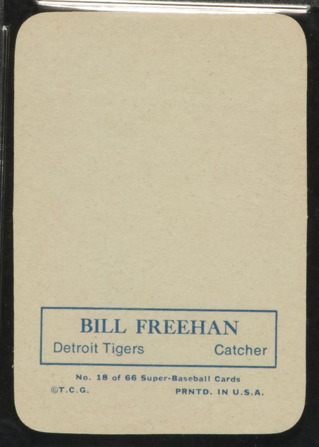 1969 Topps Supers #18 Bill Freehan Detroit Tigers - Back