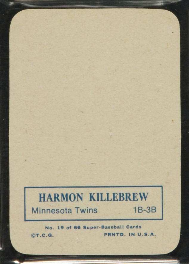 1969 Topps Supers #19 Harmon Killebrew Minnesota Twins - Back