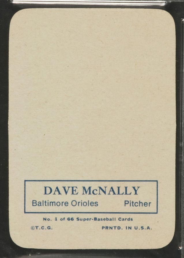 1969 Topps Supers #1 Dave McNally Baltimore Orioles - Back