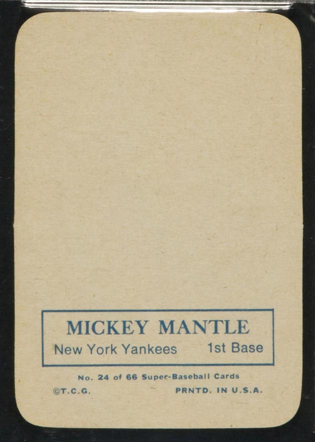1969 Topps Supers #24 Mickey Mantle New York Yankees - Back