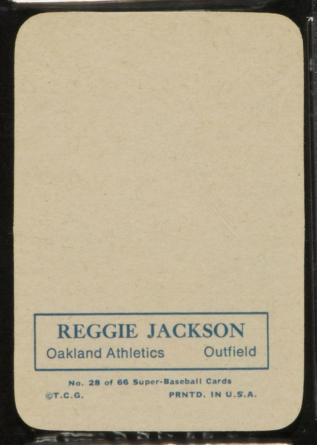 1969 Topps Supers #28 Reggie Jackson Oakland Athletics - Back