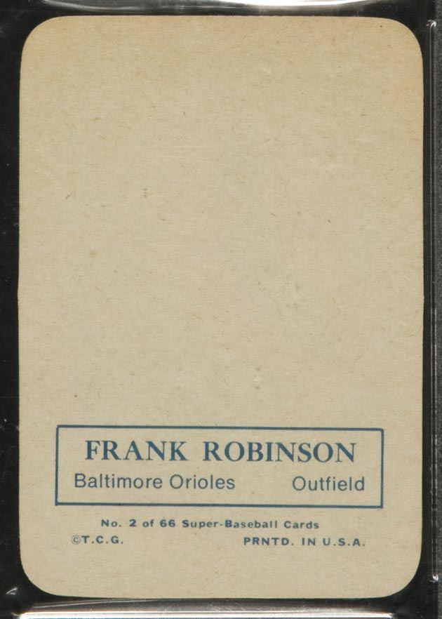 1969 Topps Supers #2 Frank Robinson Baltimore Orioles - Back