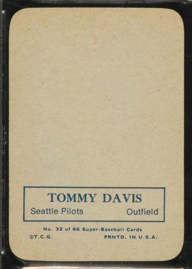 1969 Topps Supers #32 Tommy Davis Seattle Pilots - Back