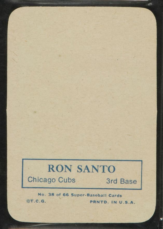 1969 Topps Supers #38 Ron Santo Chicago Cubs - Back