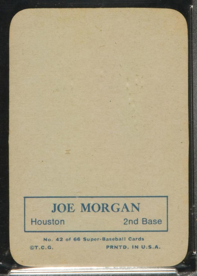 1969 Topps Supers #42 Joe Morgan Houston Astros - Back