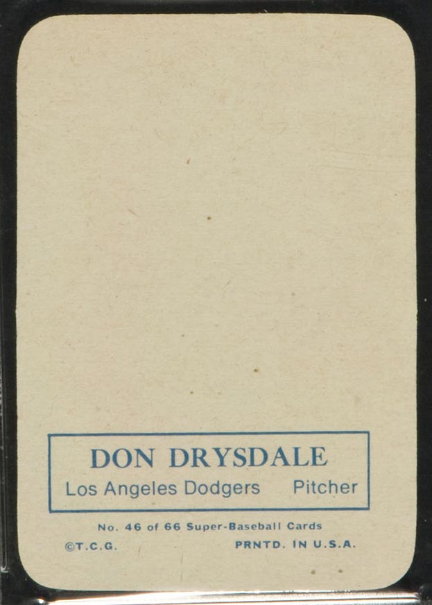 1969 Topps Supers #46 Don Drysdale Los Angeles Dodgers - Back