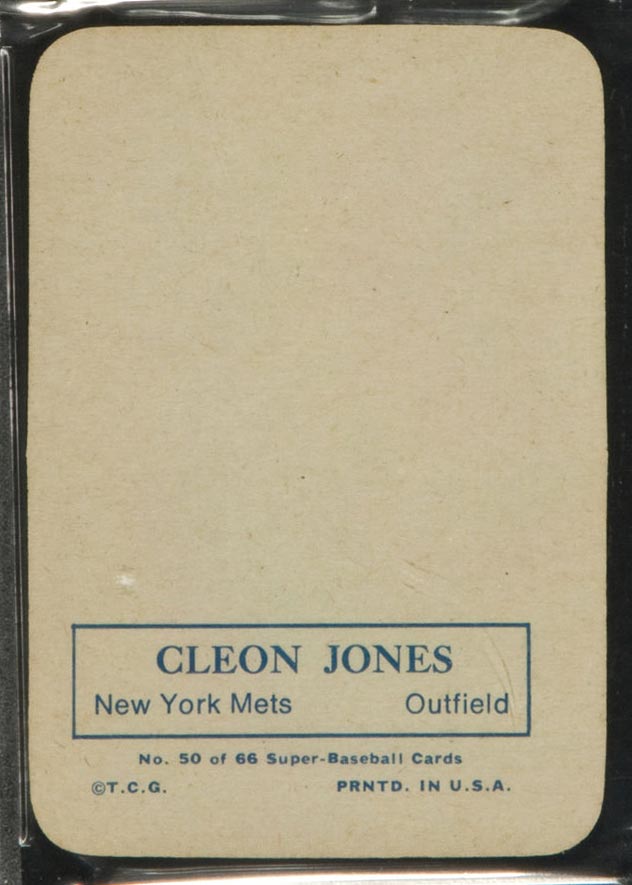 1969 Topps Supers #50 Cleon Jones New York Mets - Back
