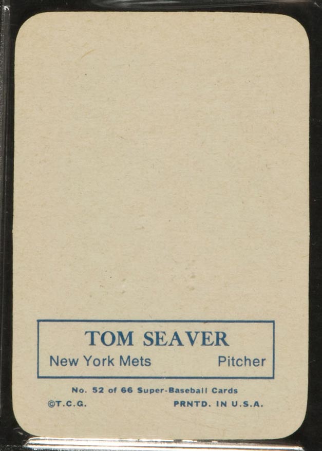 1969 Topps Supers #52 Tom Seaver New York Mets - Back