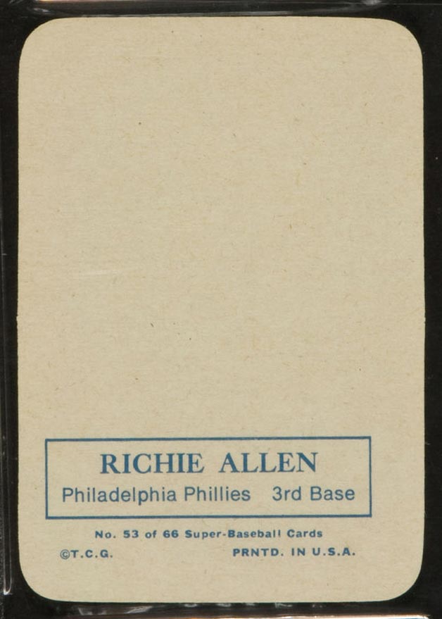 1969 Topps Supers #53 Dick Allen Philadelphia Phillies - Back