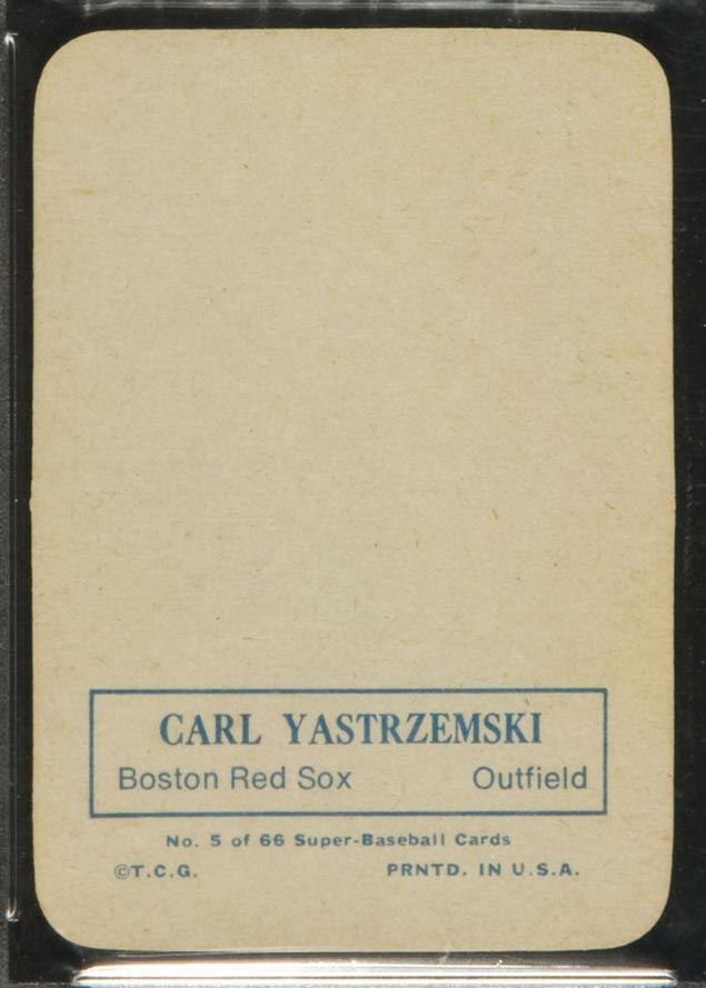 1969 Topps Supers #5 Carl Yastrzemski Boston Red Sox - Back