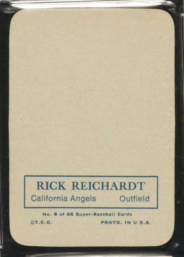 1969 Topps Supers #8 Rick Reichardt California Angels - Back