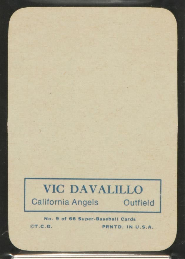1969 Topps Supers #9 Vic Davalillo California Angels - Back