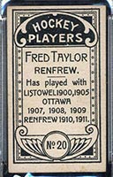1911-1912 C55 Imperial Tobacco #20 Fred Taylor Renfrew - Back