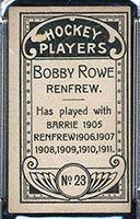 1911-1912 C55 Imperial Tobacco #23 Bobby Rowe Renfrew - Back