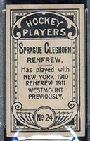 1911-1912 C55 Imperial Tobacco #24 Sprague Cleghorn Renfrew - Back