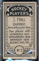 1911-1912 C55 Imperial Tobacco #2 Joe Hall Quebec - Back