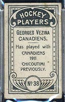 1911-1912 C55 Imperial Tobacco #38 Georges Vezina Canadiens - Back