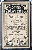 1911-1912 C55 Imperial Tobacco #9 Fred Lake Ottawa - Back
