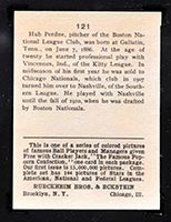 1914 E145 Cracker Jack #121 Hub Perdue Boston (National) - Back