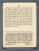 1914 E145 Cracker Jack #136 Rabbit Maranville Boston (National) - Back
