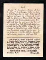 1914 E145 Cracker Jack #140 Daniel Murphy Brooklyn (Federal) - Back