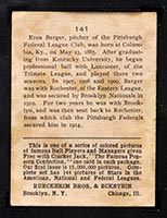1914 E145 Cracker Jack #141 Eros Barger Pittsburgh (Federal) - Back