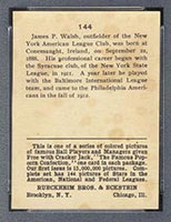 1914 E145 Cracker Jack #144 Jimmy Walsh Philadelphia (American) - Back