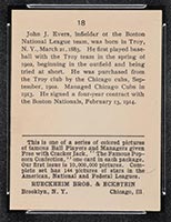 1914 E145 Cracker Jack #18 Johnny Evers Boston (National) - Back